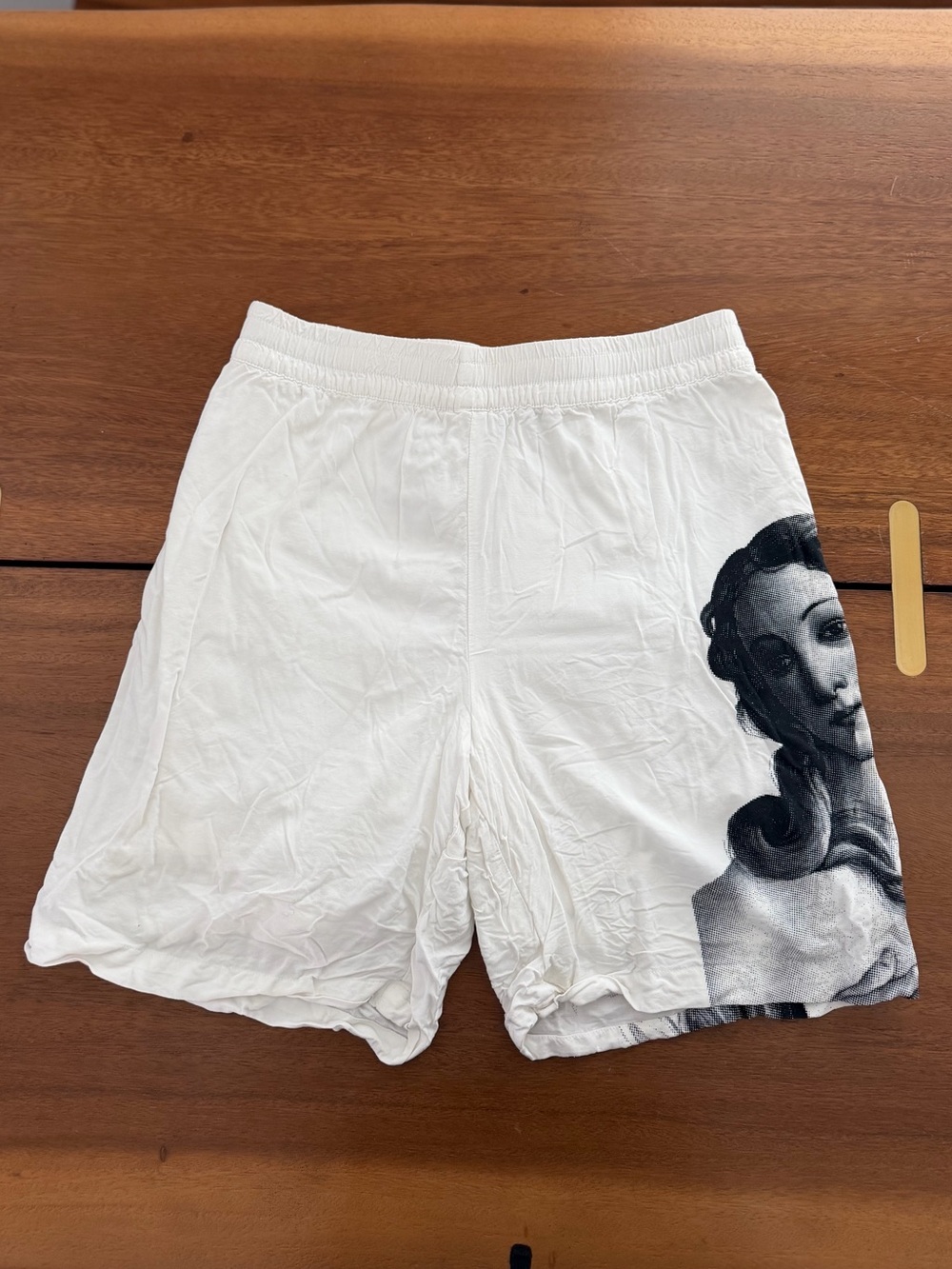 Stussy White Men's Shorts with Sculptural Face Graphic